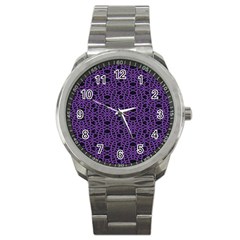 Triangle Knot Purple And Black Fabric Sport Metal Watch by BangZart