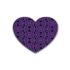 Triangle Knot Purple And Black Fabric Heart Coaster (4 Pack)  by BangZart