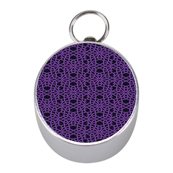 Triangle Knot Purple And Black Fabric Mini Silver Compasses