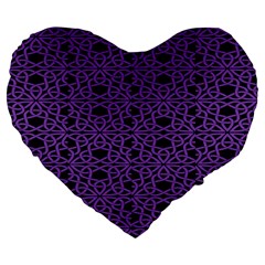 Triangle Knot Purple And Black Fabric Large 19  Premium Flano Heart Shape Cushions by BangZart