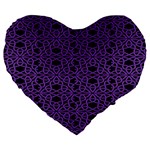 Triangle Knot Purple And Black Fabric Large 19  Premium Flano Heart Shape Cushions Front