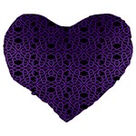 Triangle Knot Purple And Black Fabric Large 19  Premium Flano Heart Shape Cushions Back