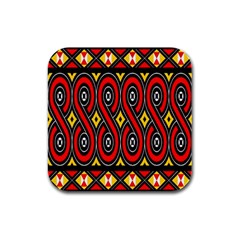 Toraja Traditional Art Pattern Rubber Square Coaster (4 Pack)  by BangZart