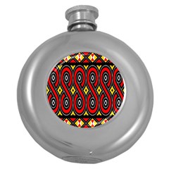 Toraja Traditional Art Pattern Round Hip Flask (5 Oz) by BangZart