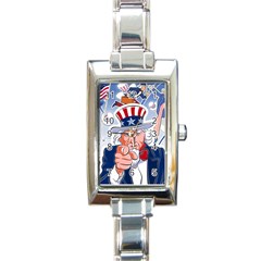 Independence Day United States Of America Rectangle Italian Charm Watch by BangZart