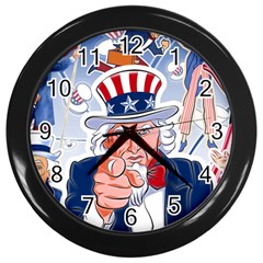 Independence Day United States Of America Wall Clocks (black)