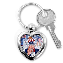 Independence Day United States Of America Key Chains (heart)  by BangZart