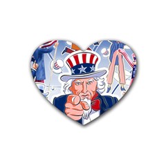 Independence Day United States Of America Heart Coaster (4 Pack)  by BangZart