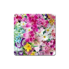 Colorful Flowers Patterns Square Magnet by BangZart