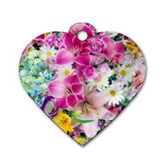 Colorful Flowers Patterns Dog Tag Heart (one Side) by BangZart