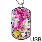 Colorful Flowers Patterns Dog Tag USB Flash (Two Sides) Front