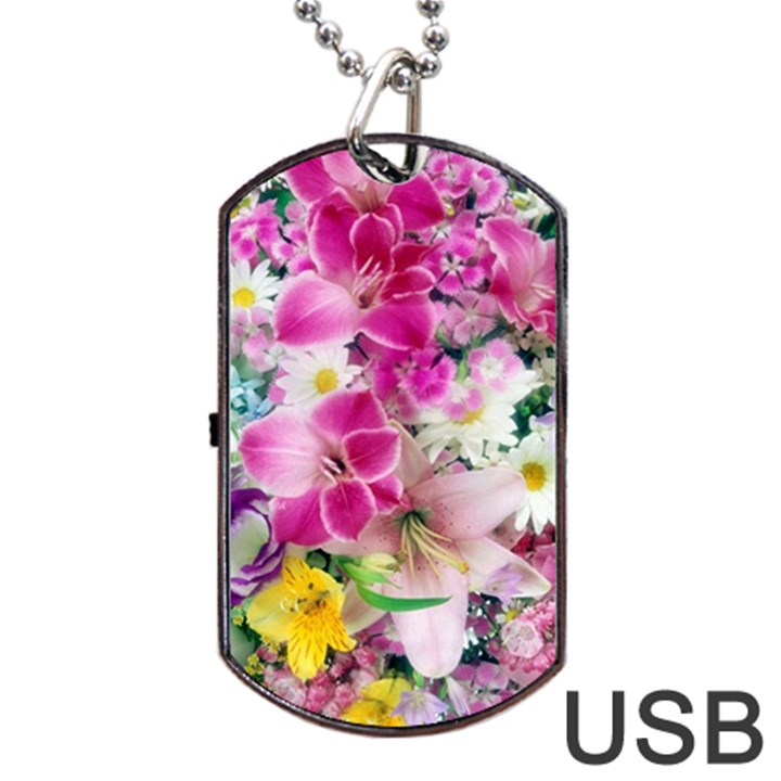 Colorful Flowers Patterns Dog Tag USB Flash (Two Sides)