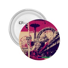 Pink City Retro Vintage Futurism Art 2 25  Buttons by BangZart