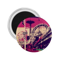 Pink City Retro Vintage Futurism Art 2 25  Magnets by BangZart