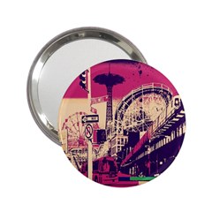 Pink City Retro Vintage Futurism Art 2 25  Handbag Mirrors by BangZart