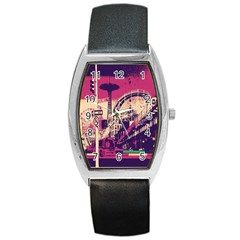 Pink City Retro Vintage Futurism Art Barrel Style Metal Watch by BangZart