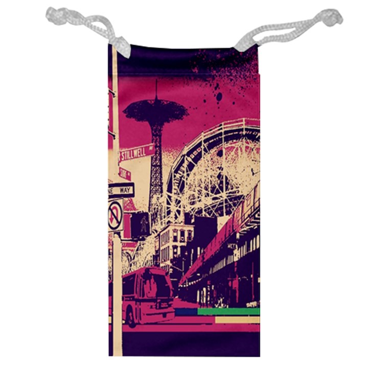 Pink City Retro Vintage Futurism Art Jewelry Bag