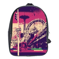 Pink City Retro Vintage Futurism Art School Bags(large)  by BangZart