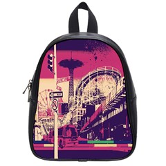 Pink City Retro Vintage Futurism Art School Bags (small)  by BangZart