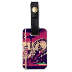 Pink City Retro Vintage Futurism Art Luggage Tags (one Side)  by BangZart