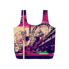 Pink City Retro Vintage Futurism Art Full Print Recycle Bags (s)  by BangZart