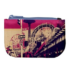 Pink City Retro Vintage Futurism Art Large Coin Purse