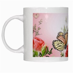 Flora Butterfly Roses White Mugs by BangZart