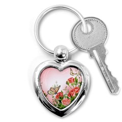 Flora Butterfly Roses Key Chains (heart)  by BangZart