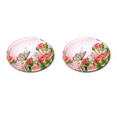 Flora Butterfly Roses Cufflinks (oval) by BangZart