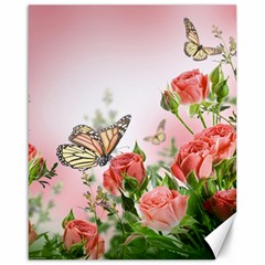 Flora Butterfly Roses Canvas 16  X 20   by BangZart