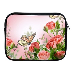 Flora Butterfly Roses Apple Ipad 2/3/4 Zipper Cases by BangZart