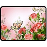 Flora Butterfly Roses Double Sided Fleece Blanket (Large)  80 x60  Blanket Front