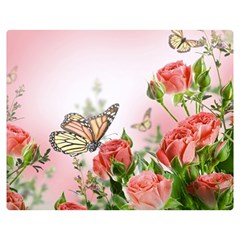 Flora Butterfly Roses Double Sided Flano Blanket (medium)  by BangZart