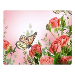 Flora Butterfly Roses Double Sided Flano Blanket (large)  by BangZart