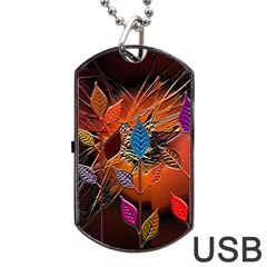 Colorful Leaves Dog Tag Usb Flash (one Side)