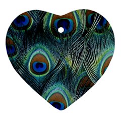 Feathers Art Peacock Sheets Patterns Heart Ornament (two Sides) by BangZart