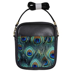 Feathers Art Peacock Sheets Patterns Girls Sling Bags by BangZart