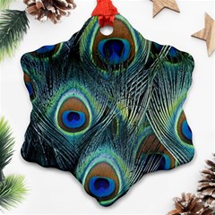 Feathers Art Peacock Sheets Patterns Ornament (snowflake) by BangZart