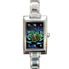 Fractal Flowers Abstract Petals Glitter Lights Art 3d Rectangle Italian Charm Watch by BangZart