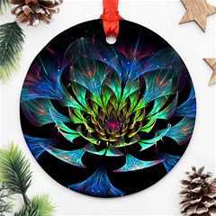 Fractal Flowers Abstract Petals Glitter Lights Art 3d Ornament (round) by BangZart