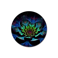 Fractal Flowers Abstract Petals Glitter Lights Art 3d Rubber Coaster (round)  by BangZart