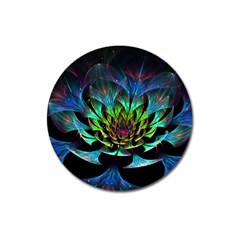 Fractal Flowers Abstract Petals Glitter Lights Art 3d Magnet 3  (round) by BangZart