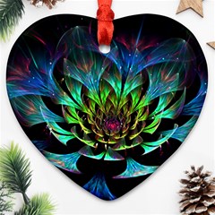 Fractal Flowers Abstract Petals Glitter Lights Art 3d Heart Ornament (two Sides) by BangZart