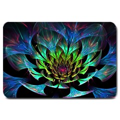 Fractal Flowers Abstract Petals Glitter Lights Art 3d Large Doormat  by BangZart