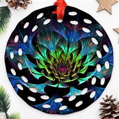 Fractal Flowers Abstract Petals Glitter Lights Art 3d Round Filigree Ornament (two Sides) by BangZart