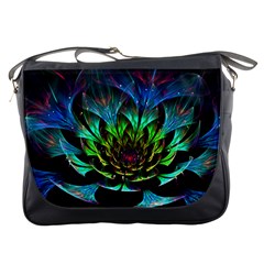 Fractal Flowers Abstract Petals Glitter Lights Art 3d Messenger Bags by BangZart