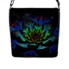 Fractal Flowers Abstract Petals Glitter Lights Art 3d Flap Messenger Bag (l)  by BangZart