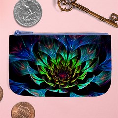 Fractal Flowers Abstract Petals Glitter Lights Art 3d Large Coin Purse by BangZart