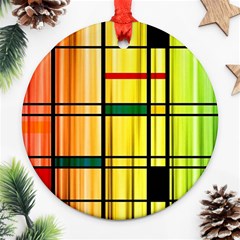 Line Rainbow Grid Abstract Ornament (round) by BangZart