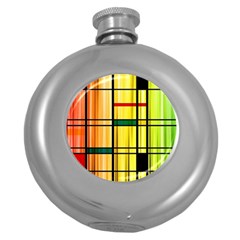 Line Rainbow Grid Abstract Round Hip Flask (5 Oz) by BangZart